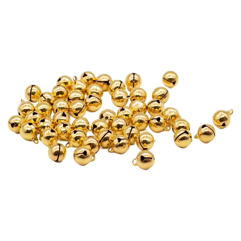 Бубенчики 10 мм, 50 шт, металл, золото, Астра