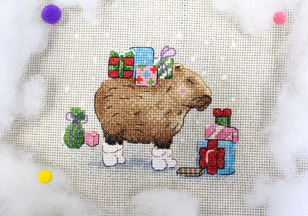 Набор для вышивания нитками МП Студия (Жар-птица), Сюрпризы от капибары, 11х13 см