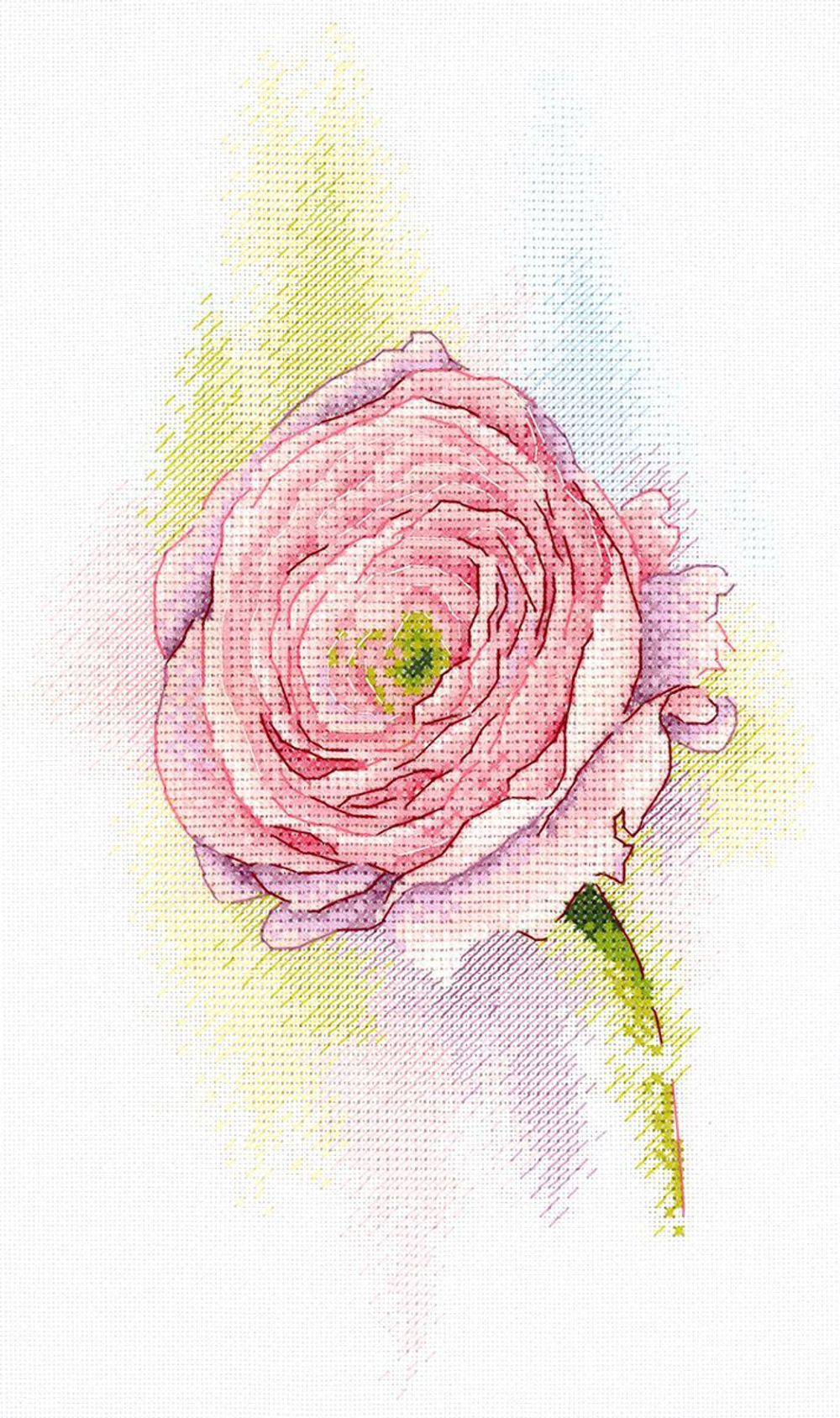 Набор для вышивания нитками МП Студия (Акварель), Нежный Ранункулюс, 16х28 см