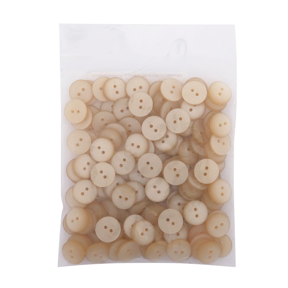 Пуговицы на 2 прокола 22L (14мм), пластик (col.27 светло-бежевый), CR-K18M, 144 шт
