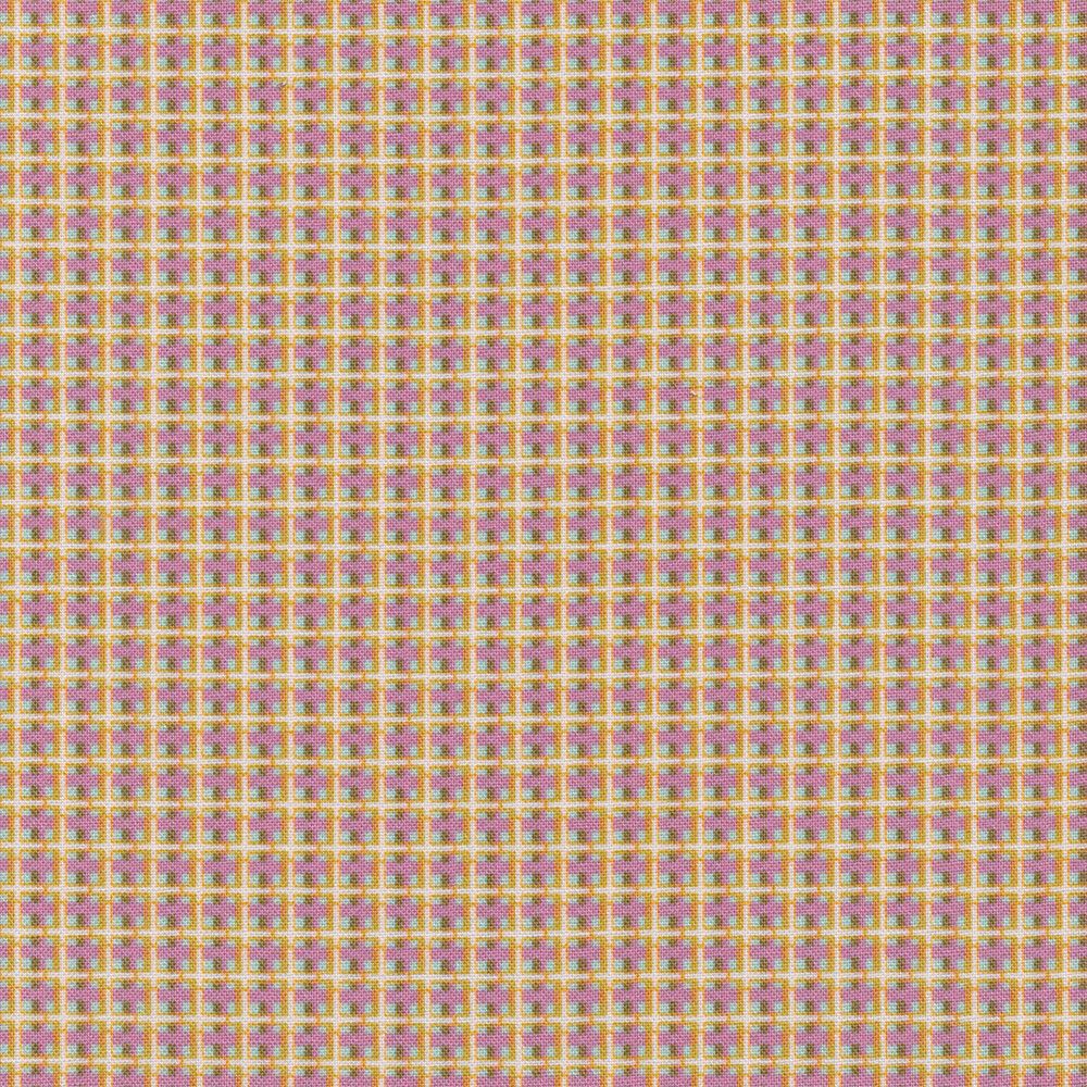 Ткань для пэчворка Peppy Бабушкин сундучок, отрез 50х55 см, 140 г/м², БС-15 клетка яр.желтый/бирюзовый, Peppy