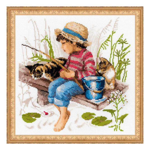 Набор для вышивания нитками Риолис, Ловись рыбка, 30х30 см