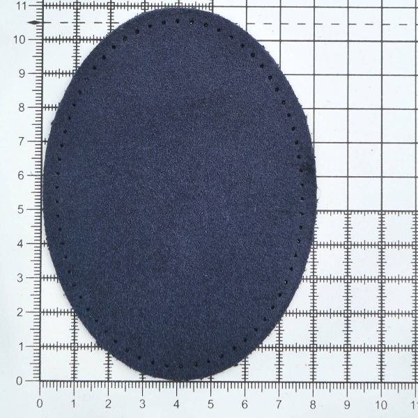 Заплатки пришивные из замши, овал 8х10,9см с перфорацией, 2 шт, 100% кожа, 22 темно-синий, 59124