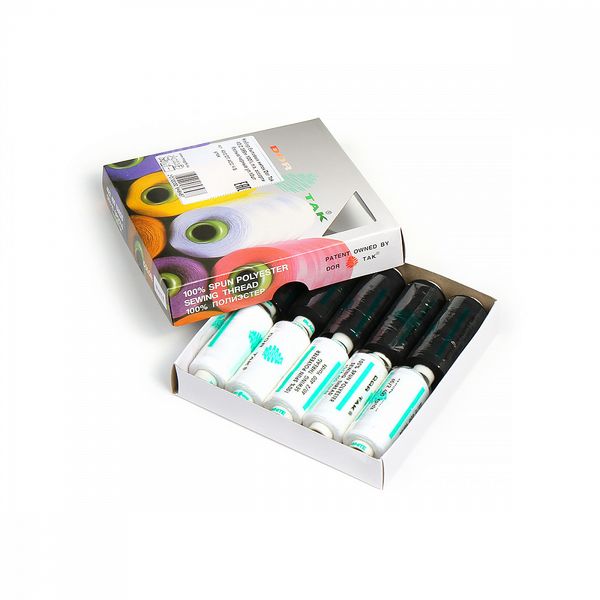 Швейные нитки (набор) Dor Tak 40/2 366м 100% п/э, ассорти белые/черные уп.10 шт