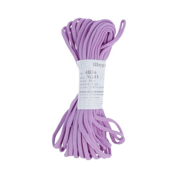 Шнур плетеный ⌀4.0 мм, 5х10 м, мелк. плетение, 213 св.сиреневый, Gamma В-036 (4В 36)