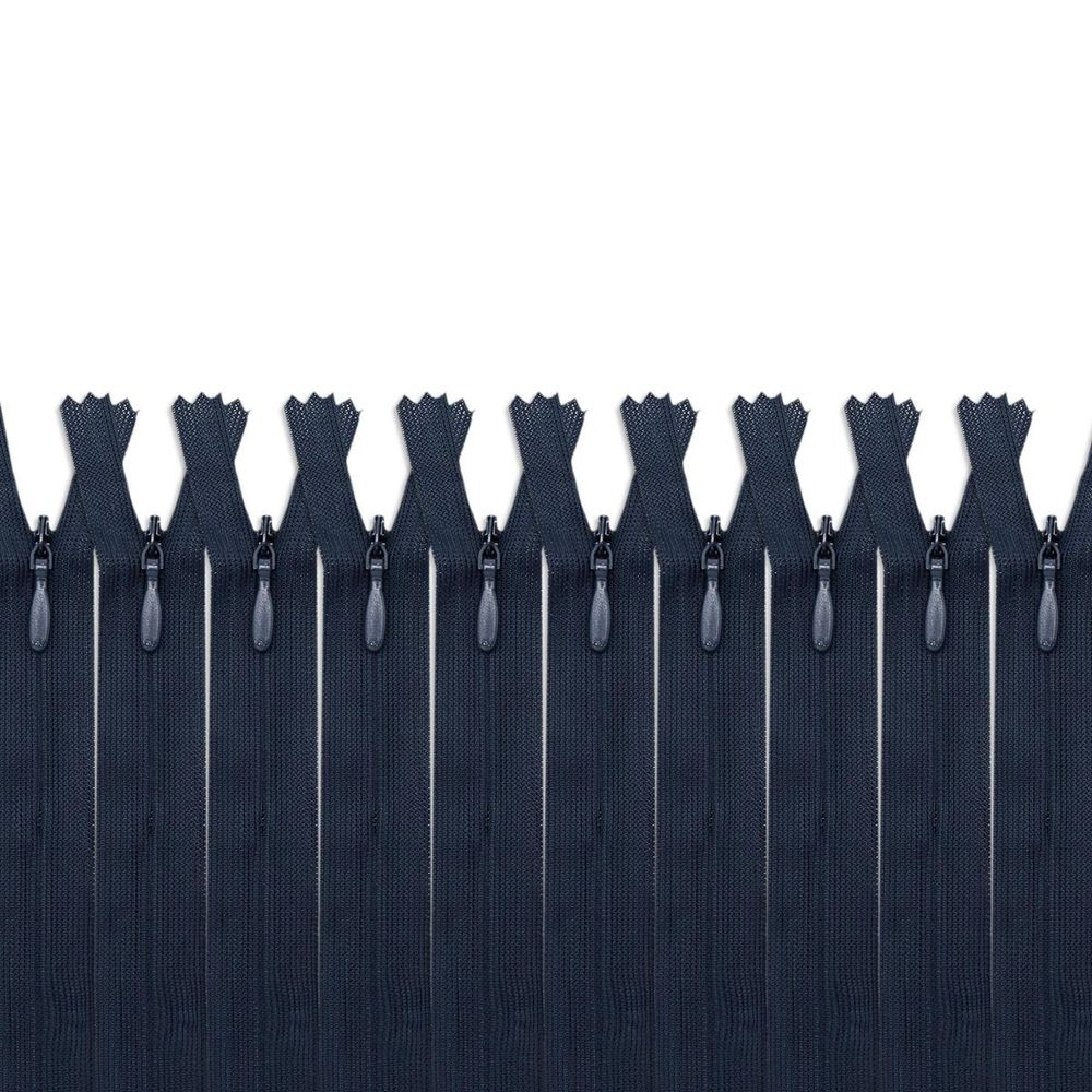 Молния потайная (скрытая) Т3 (3 мм) 1 зам., н/раз., 50 см, чернильн. нейлон, 31328 / 50, 10 шт