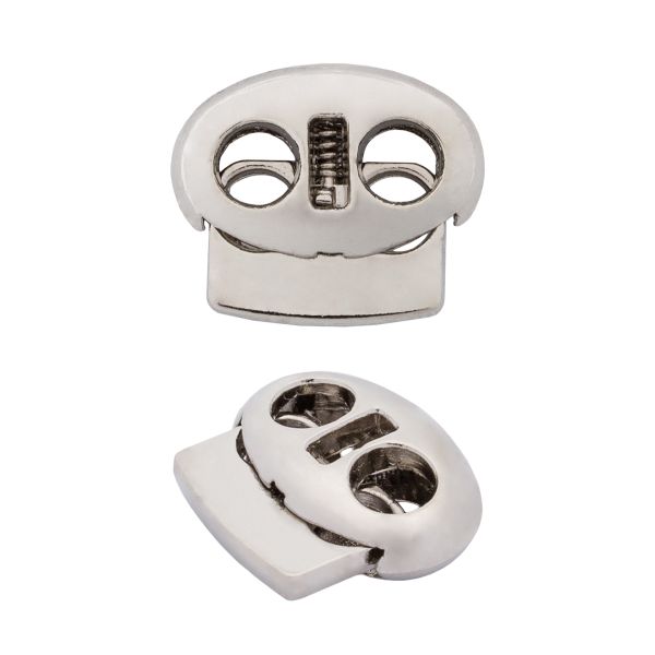 Фиксатор (зажим) для шнура металл плоский 2 отв. 17х15.5 мм, ⌀4,5 мм, металл (никель), 20 шт