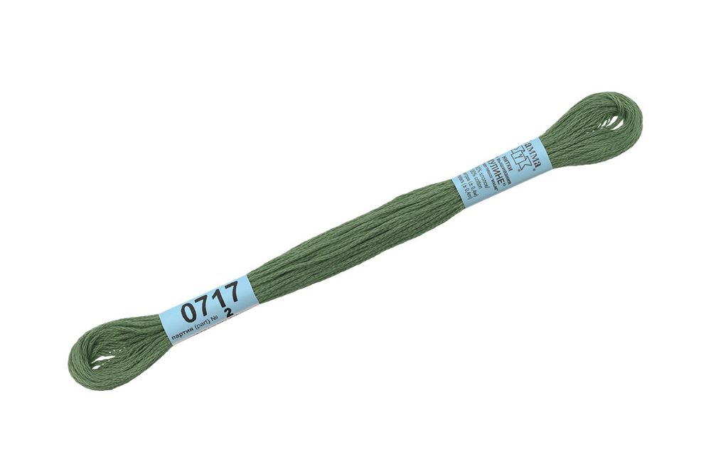 Мулине Gamma 100% хлопок, цв.0717 гороховый, 24 мотка по 8 метров