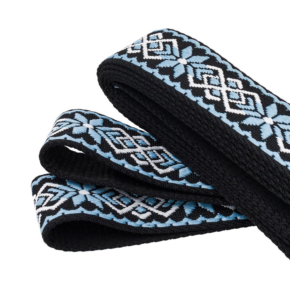 Стропа (ременная лента) 38 мм / 3 метра, [36.33 г/пог.м], с принтом 1-сторонняя, T0736 голубой/черный, 3Al359