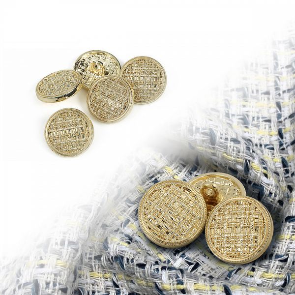 Пуговицы на ножке металлические 24L=15мм, С-MP06 цв.золото, 5 шт