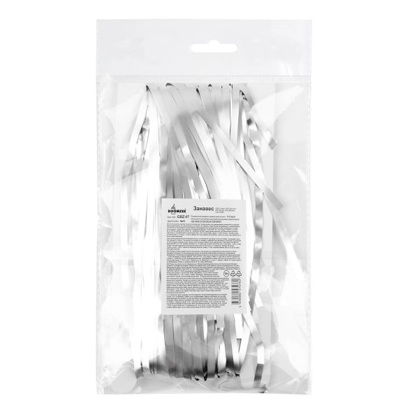 Занавес праздничный Дождик 100х200 см, 02-серебряный, матовый, Boomzee GBZ-07