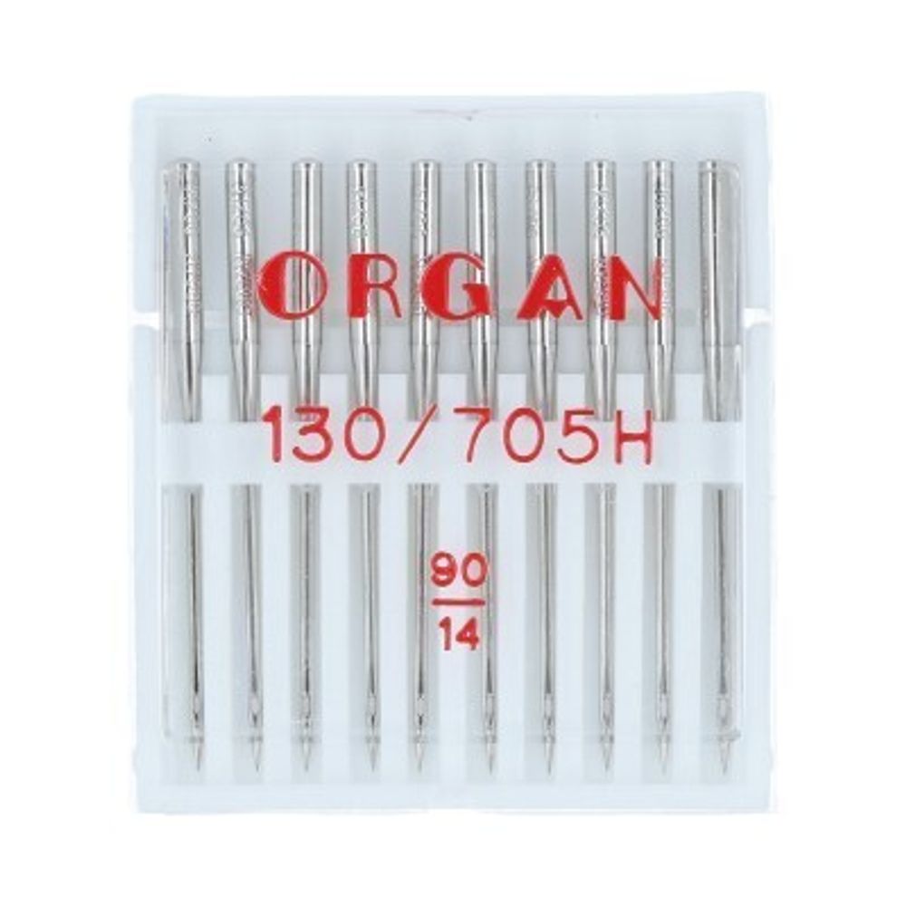 Иглы для швейных машин базовые универсальные 130/705 H, №90, 10 игл, в пенале 5110090 90, ORGAN