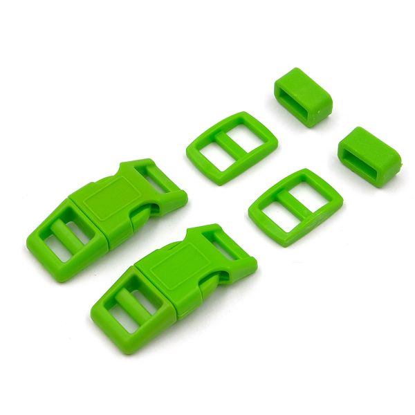 Фастекс (пряжка трезубец), рамка и рамка-регулятор 10мм, пластик, (2 компл.) Hobby&Pro, зеленый, A03001037-10
