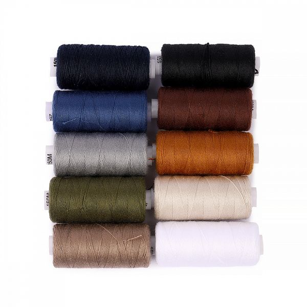 Швейные нитки (набор) 20/3 джинсовые, 10 кат. по 150 м, 100% п/э, цв.ассорти 1