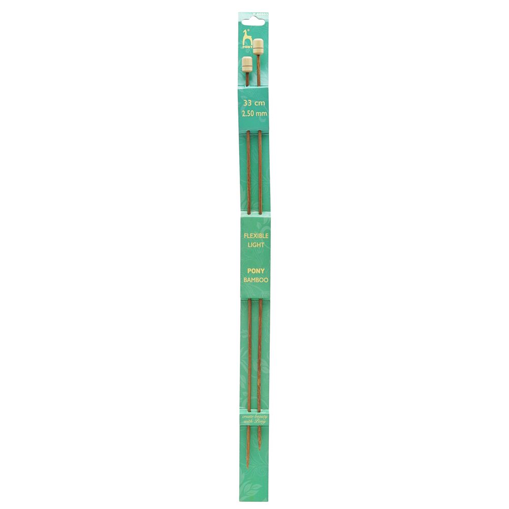 Спицы прямые Pony Bamboo ⌀2.5 мм, 33 см, бамбук, 2 шт, 66803