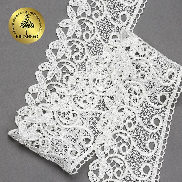 Кружево гипюр (плетёное) 70 мм, диз. 110, цв.02 молочный, уп. 9 м, Kruzhevo