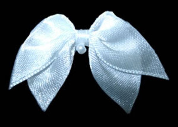 Бантики пришивные 5.2х2.6 см, с бусинкой, 10 шт, белый, Blitz 12