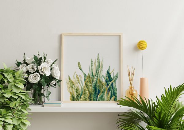 Набор для вышивания нитками Panna C-7455, Сансевиерия, 35х43.5 см