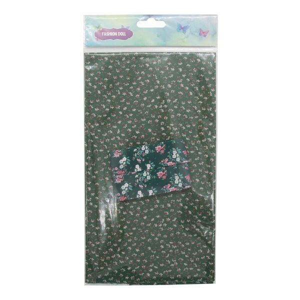 Ткань для рукоделия в наборе х/б с лентой 48х50см+1,5м (25691/25293 т. зеленый) 29489