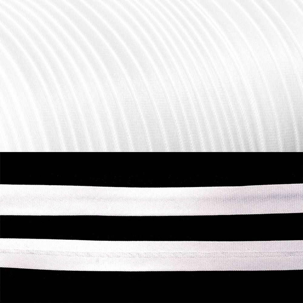 Косая бейка атласная 15 мм / 1 метр, BS, F101 белый