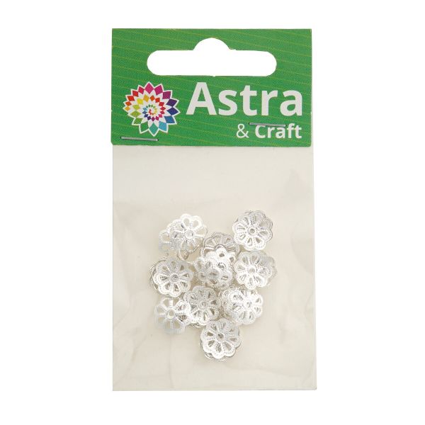 Шапочка для бусин, 10мм 50 шт/упак, Astra&Craft (Серебро), 4AR198