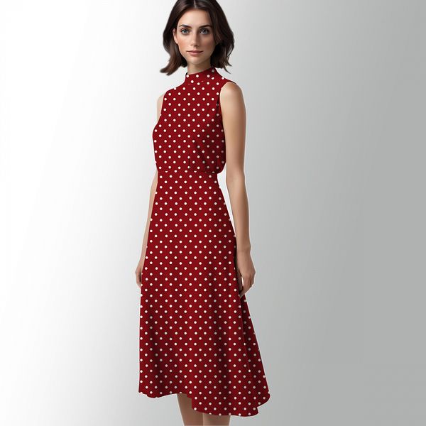 Штапель в горошек 90 г/м², 145 см / 2 метра, TBY.Vidt.07 цв.красный