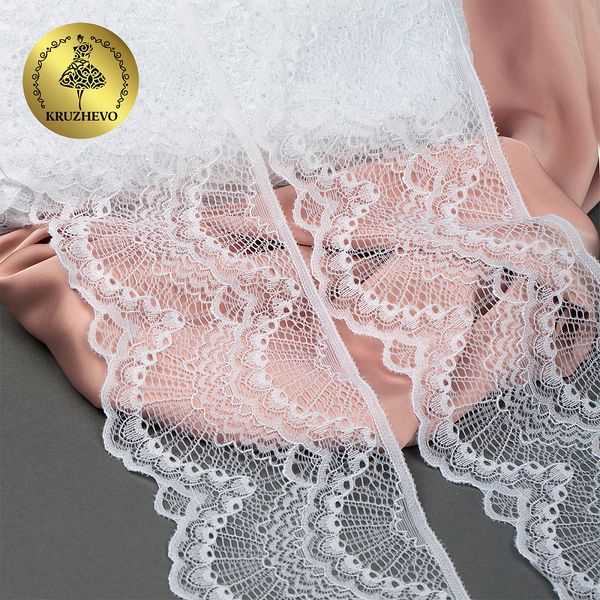 Кружево эластичное (стрейч) 100мм 30239.N цв.001 белый, 25 м, Kruzhevo