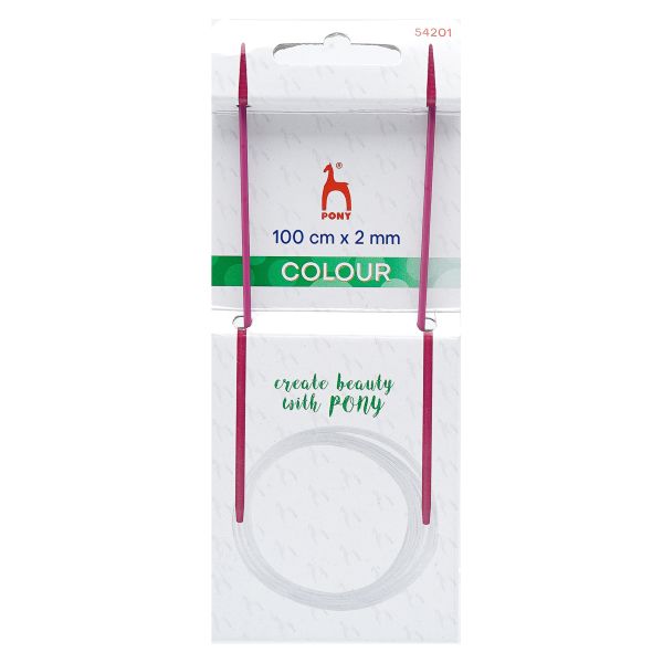 Спицы круговые Pony Colour ⌀2.0 мм, 100 см, алюминий, 54201