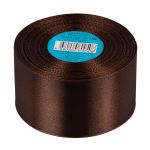 Лента атласная 1-сторонняя 50.0 мм / 33±2 метра, №154 т.коричневый, в термоплёнке, Gamma