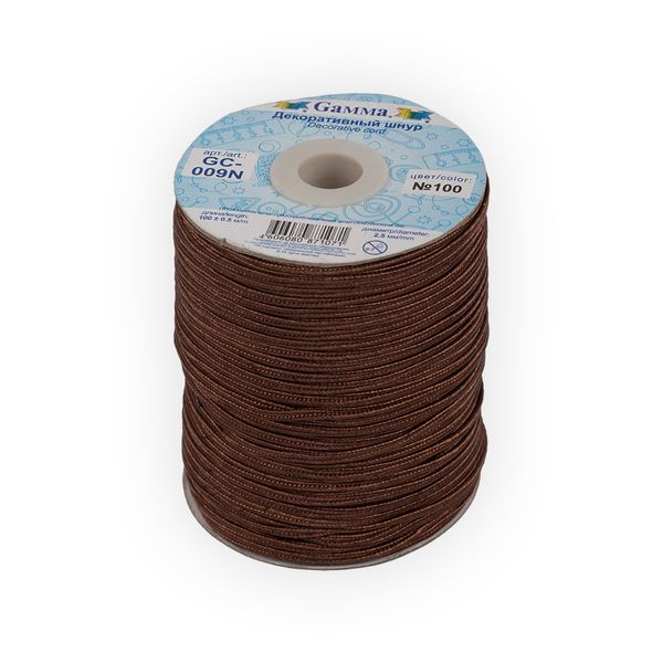 Шнур сутажный ⌀2.5 мм, 100 м, 100 т.коричневый, Gamma GC-009N