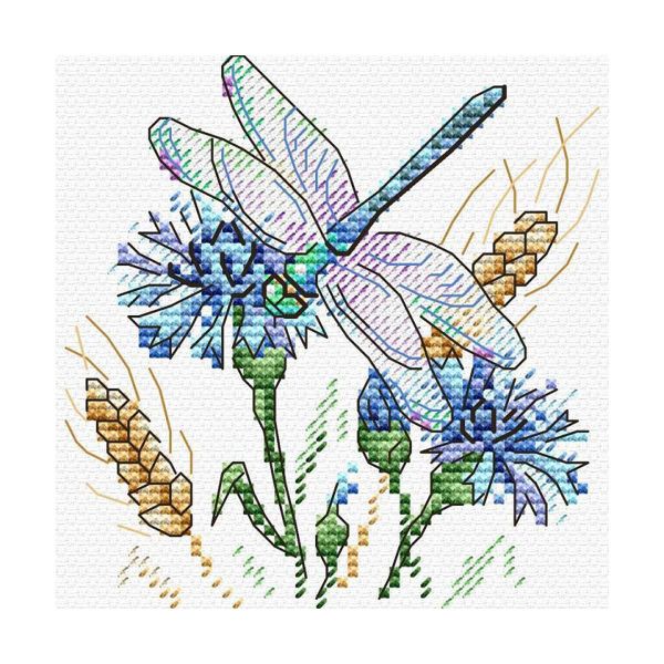 Набор для вышивания нитками МП Студия, Аромат васильков 10х10см