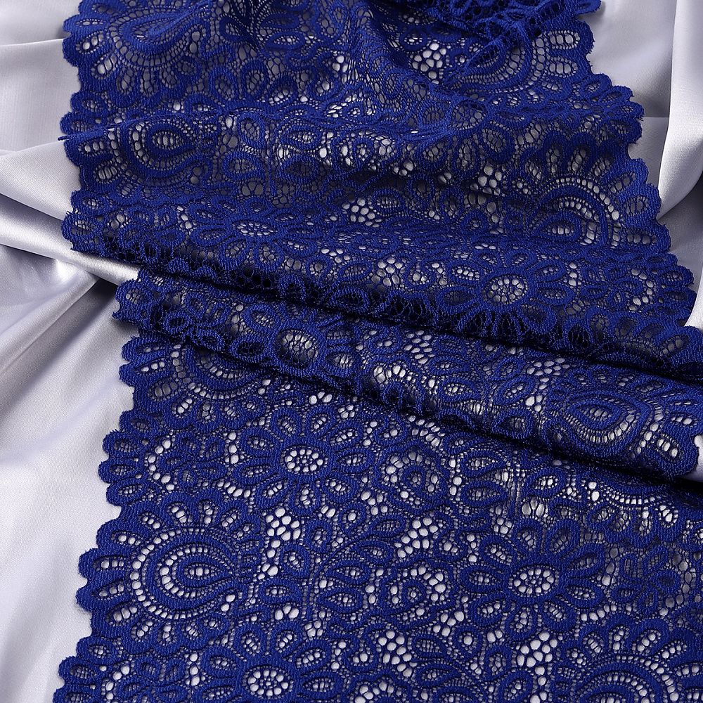 Кружево бельевое эластичное 205 мм / 25 м, TBY.YSTL00839, цв.L1832 синий, Kruzhevo