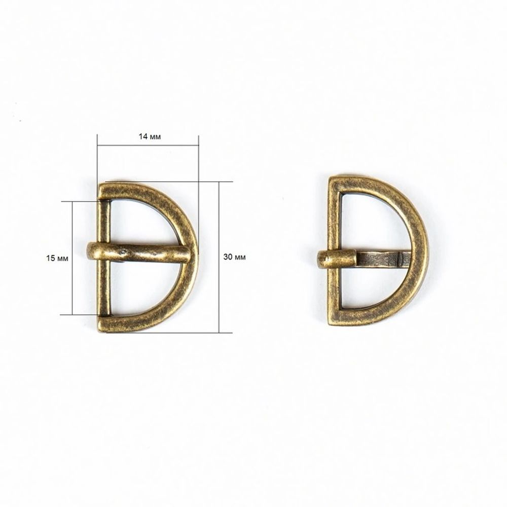 Пряжка ременная металл 15 мм (внешн. 20х14 мм), 10 шт, полукольцо, BIG
