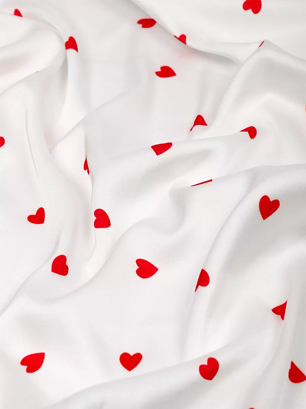 Шелк Армани 90 г/м², 150 см / 2 метра, TBYArm-hrt1, белый сердечки