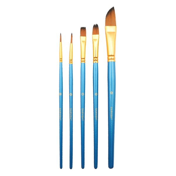 Набор кистей синтетика № 1.4.6.18.16, 5 шт, Darvish, синий, DV-11939