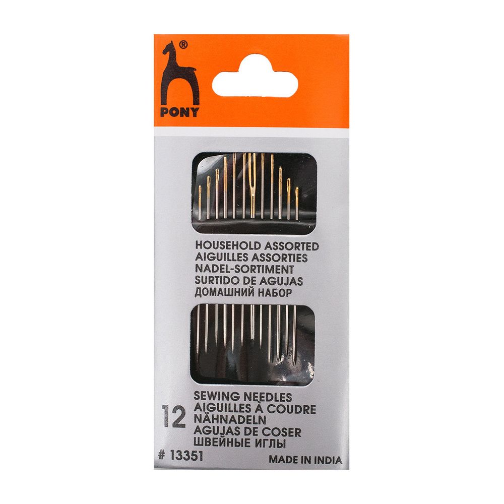 Иглы ручные домашний набор, ассорти, 12 шт, Pony