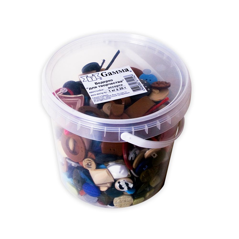 Украшения декоративные пуговицы ведерко для творчества 1 кг±20 г, ассорти, Gamma ведерко для творчества Украшения декоративные пуговицы ведерко для творчества 1 кг±20 г, ассорти, Gamma ведерко для творчества