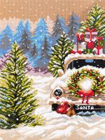 Алмазная (кристальная) мозаика Фрея, Рождественская машина, 30х40 см