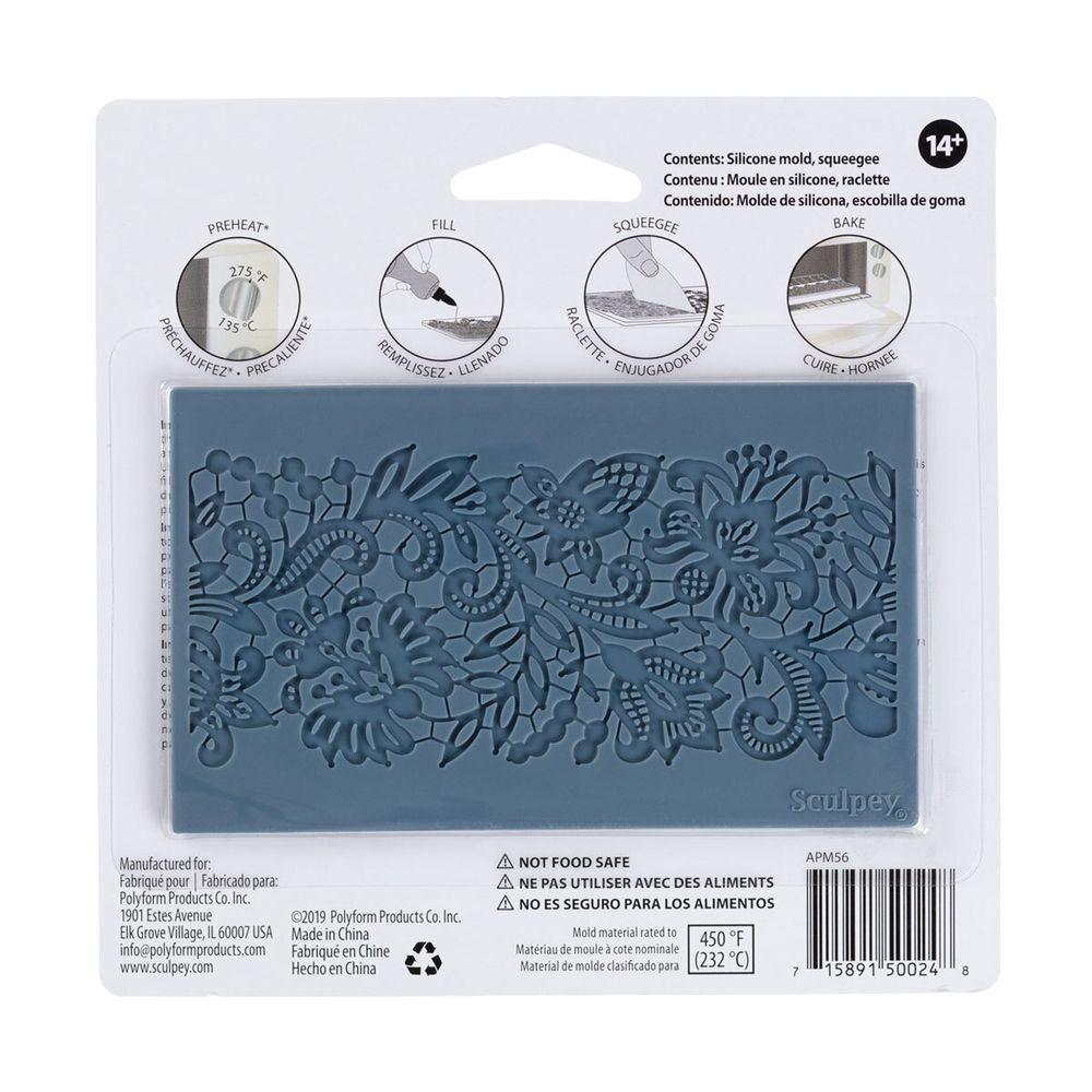 Форма силиконовая для слепков Sculpey Silicone Bakeable Mold-Lace, Sculpey APM56