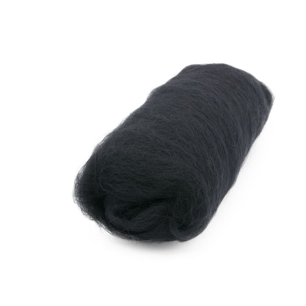 Шерсть для валяния Камтекс Кардочес п/тонкая 1х100 г (27-29 мкр), 003 черный, 558467-4