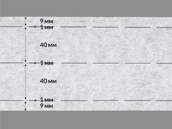 Лента корсажная клеевая перфорированная 121.0 мм / 200 метров, 40 г/м², цв. белый, 20140 9/1/50/1/50/1/9, БрючникоФФ