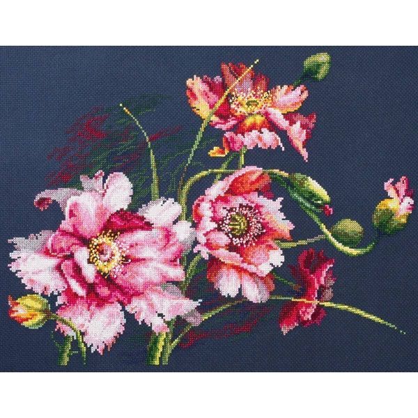 Набор для вышивания нитками Чудесная игла, Таинственные маки 40х30см