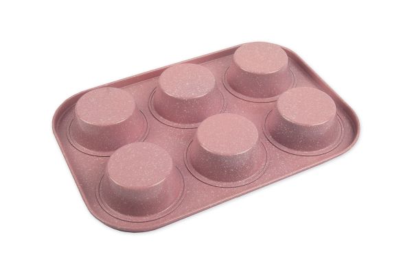 Форма металлическая для кексов, маффинов, капкейков 26.5х18.8 см, розовый, S-Chief FPC-0043