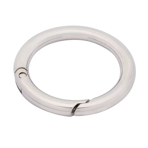 Карабин металл кольцо 34 мм (46х46 мм), никель, 4 шт