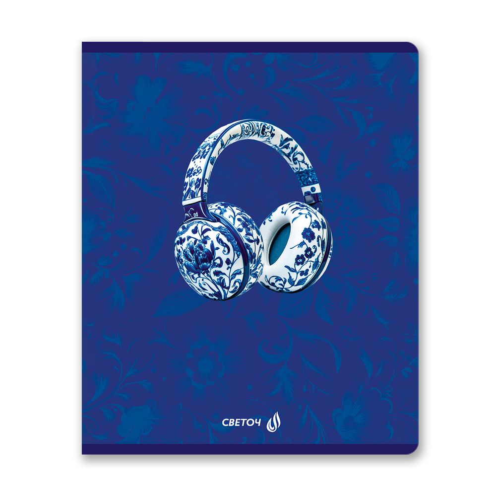 Тетрадь ученическая общая, выборочный лак, A5 96 л. на скобе 65 г/м², белизна 100% 5 шт клетка, 01531 Гжель, Светоч Т80