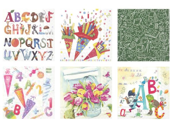 Салфетки для декупажа ассорти №68, 6 шт, Изучаем Алфавит, Love2art SDS №68