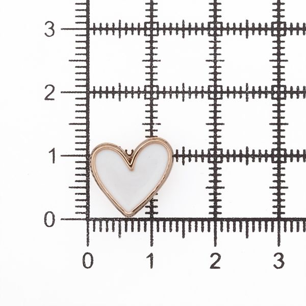 Пуговицы на ножке фигурная Сердце 20L (13мм), металл (White/G (белый/золото)), MEs-2012, 36 шт