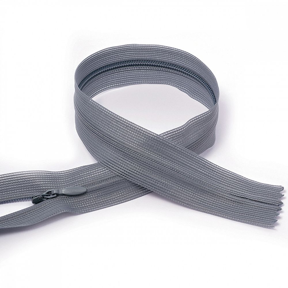 Молния потайная (скрытая) Т3 (3 мм) 1 зам., н/раз., 50 см, цв.F316 серый уп.50 шт Молния потайная (скрытая) Т3 (3 мм) 1 зам., н/раз., 50 см, цв.F316 серый уп.50 шт