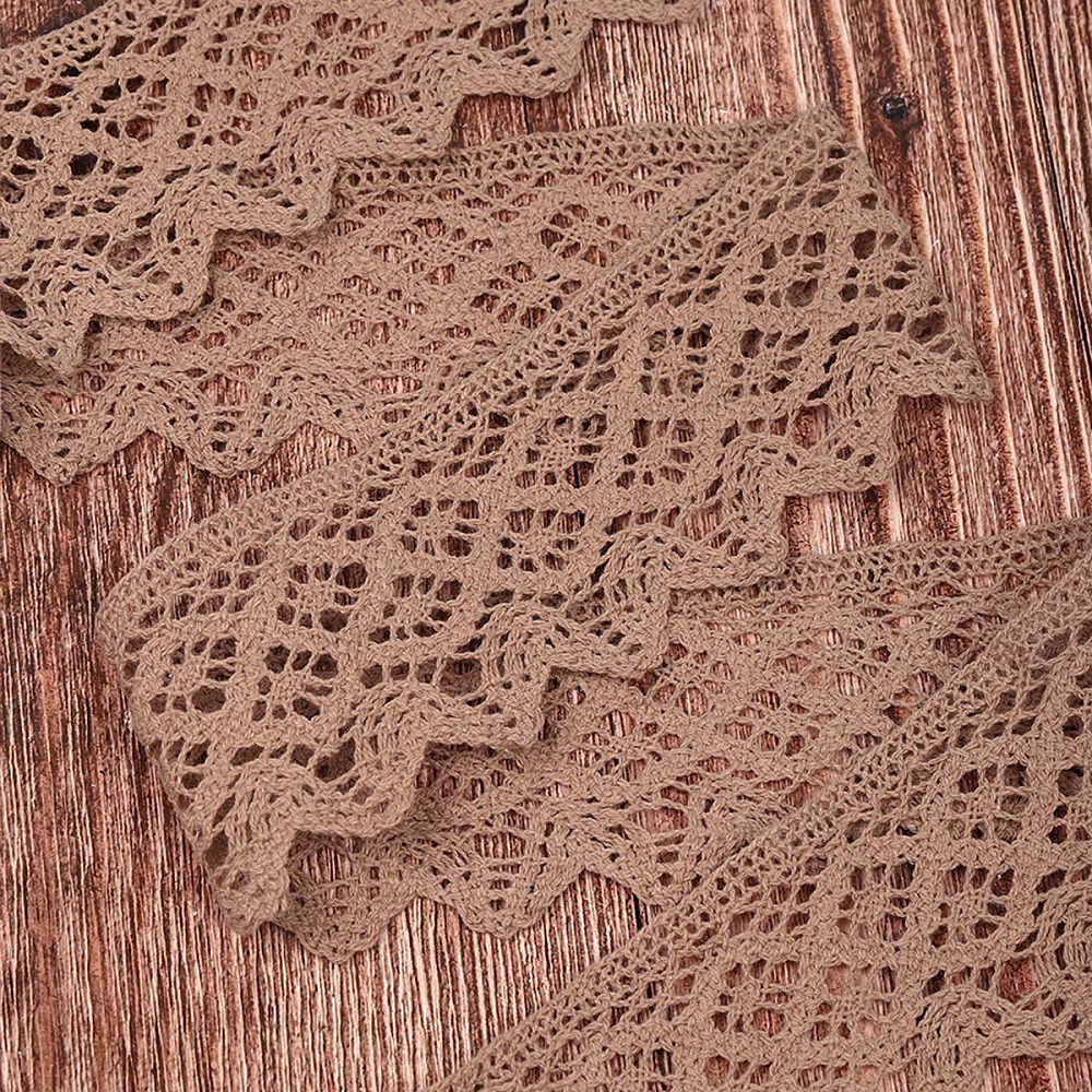 Кружево вязаное (тесьма) 50 мм / 3 метра, хлопок, TBY.1003, F294 капучино