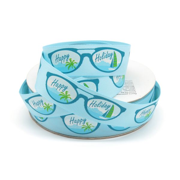 Лента репсовая (в рубчик) PREMIUM Очки 22 мм, 22,5м (305 голубой)